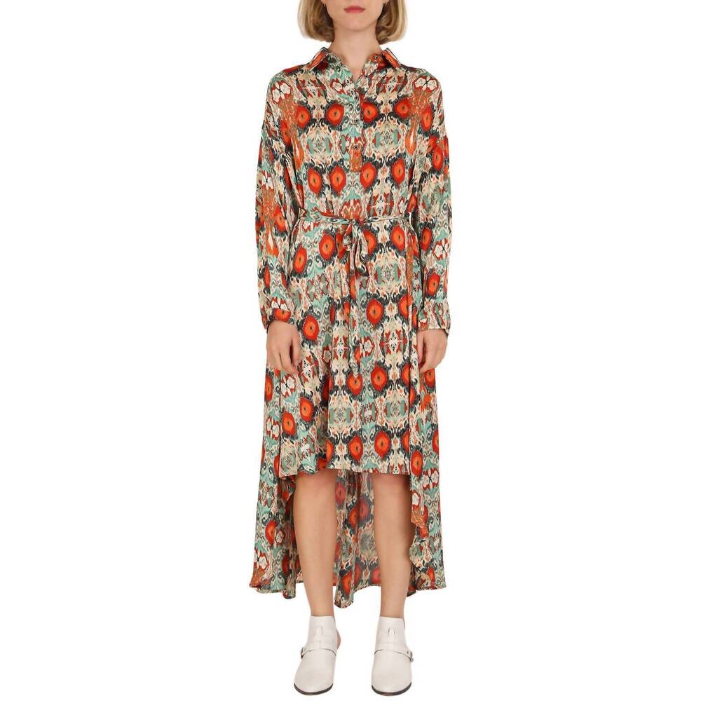 NEW BEULAHSTYLE collared high low dress in multicolor